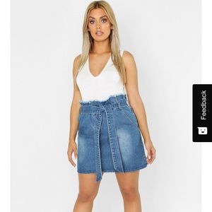 Boohoo Paper bag Waist Denim Skirt